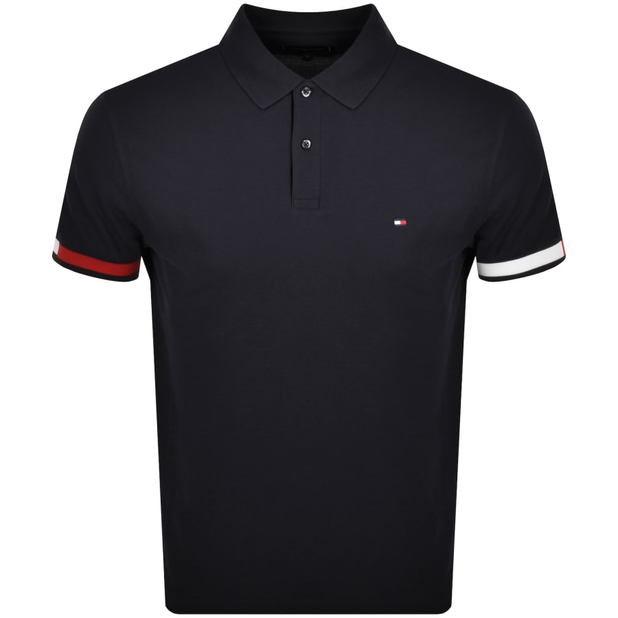 Tommy Hilfiger Flag Cuff Polo T Shirt Navy